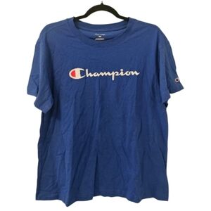 Blue, White and Red Champion Women's Logo T-Shirt